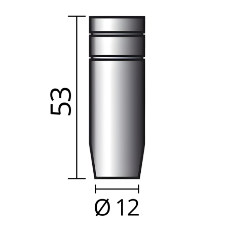 Rozmery kónickej plynovej hubice Ø 12 (NW12), 53mm od značky SOLUTION