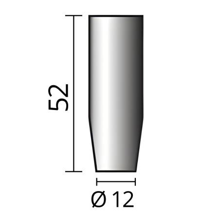 Rozmery kónickej plynovej hubice Ø 12 (NW12), 52mm od značky BINZEL