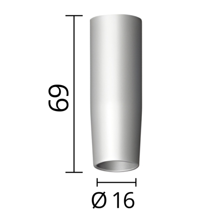 Rozmery kónickej plynovej hubice Ø 16 (NW16), 69mm od značky BINZEL