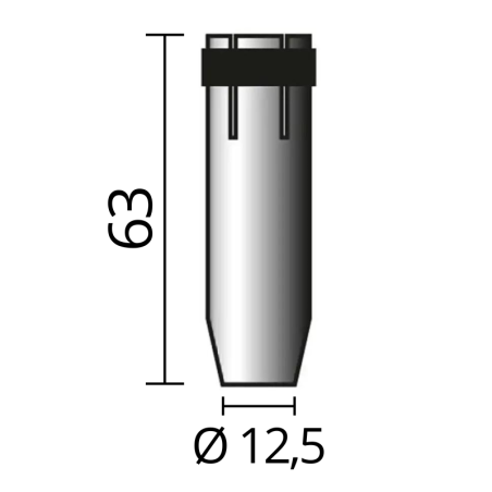 Rozmery kónickej plynovej hubice Ø 12,5 (NW12,5), 63mm od značky SOLUTION
