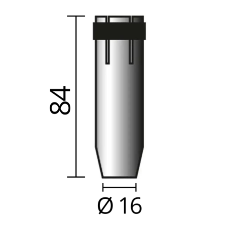Rozmery kónickej plynovej hubice Ø 16 (NW16), 84mm od značky SOLUTION