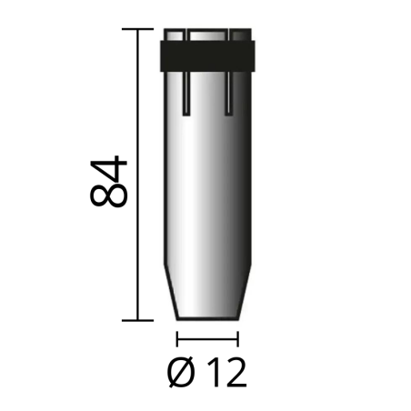 Rozmery silne kónickej plynovej hubice Ø 12 (NW12), 84mm od značky SOLUTION