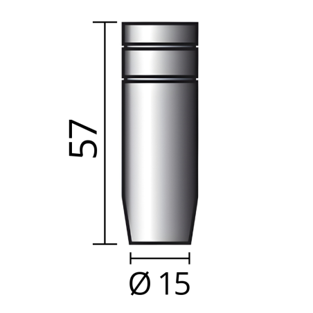 Rozmery kónickej plynovej hubice Ø 15 (NW15), 57mm od značky SOLUTION