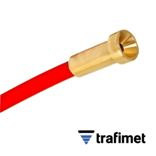 Detail na TRAFIMET Oceľový bowden - červený s logom