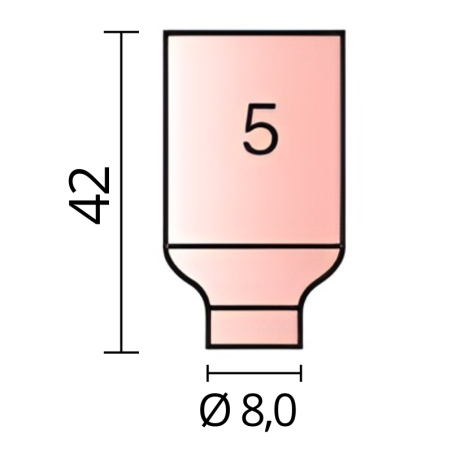 Rozmery keramickej hubice Gas Lens Ø 8,0 pre horáky TIG 17/18/26