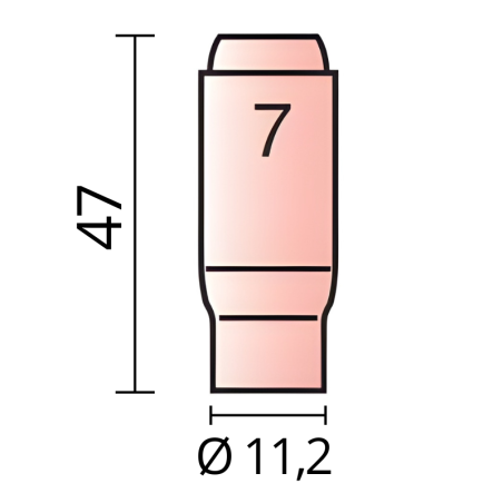Rozmery keramickej hubice Ø 11,2 pre horáky TIG 17/18/26