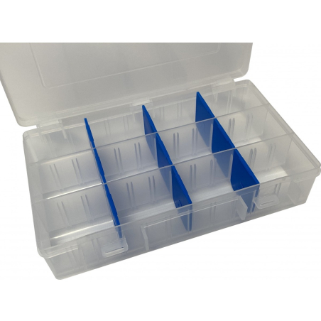 Detail na priehradky transparentného organizéra IDEAL BOX