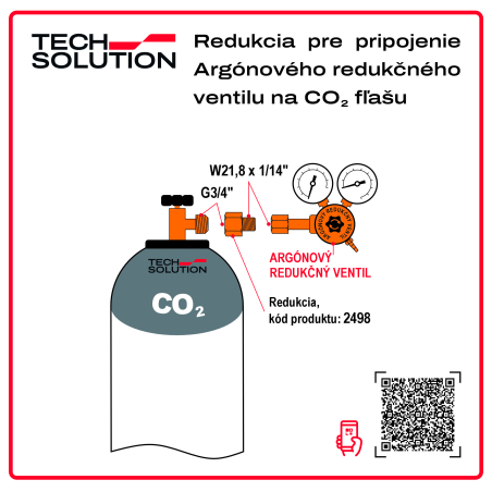 Redukcia pre pripojenie Argonového ventilu na CO2 flašu