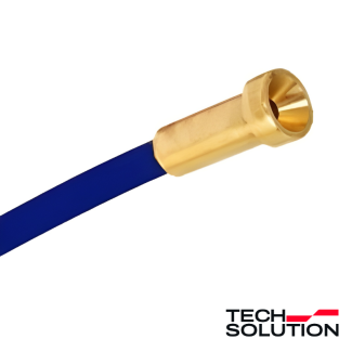 Detail na SOLUTION Oceľový bowden - modrý s logom