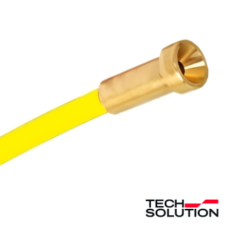 Detail na SOLUTION Oceľový bowden - žltý s logom
